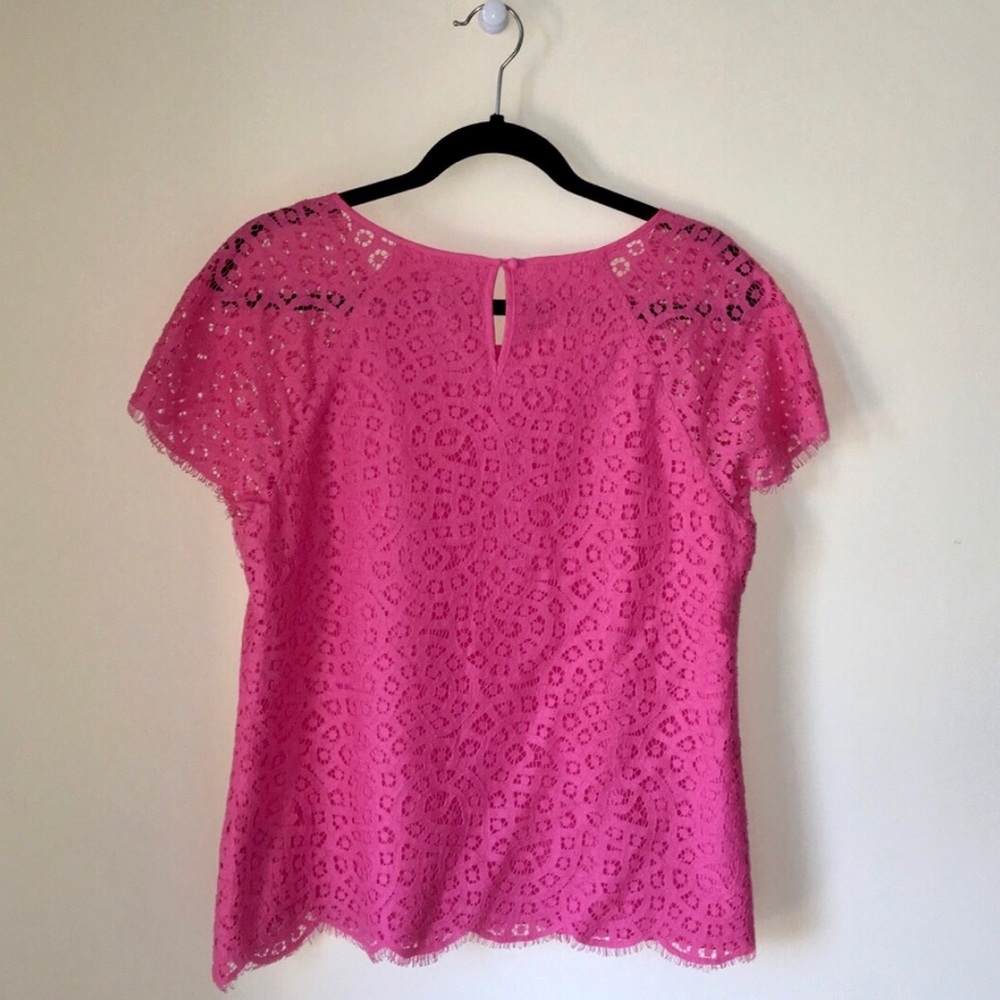 J. Crew Pink Raindrop Lace Top - Picture 4 of 6